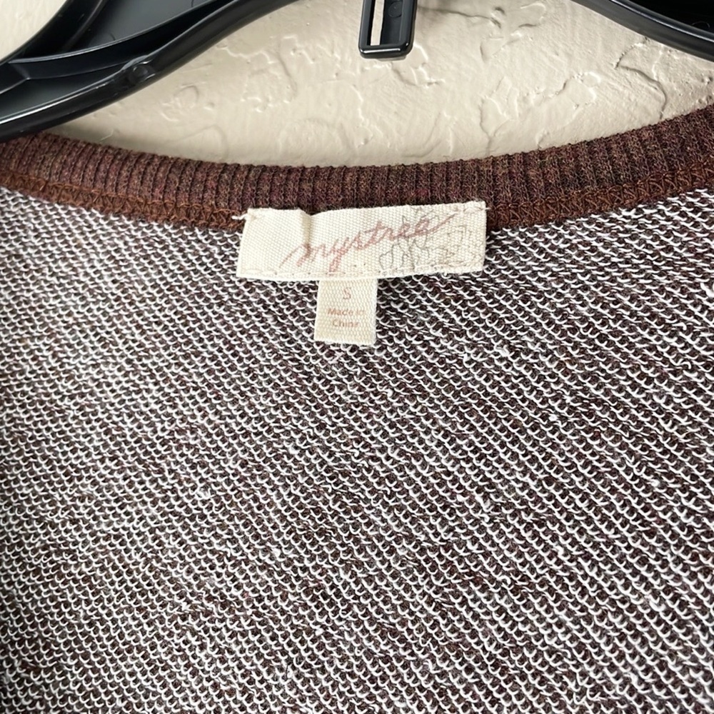 🌿Final Sale Anthro Mystree Brown‎ V Neck Ruffle Trim Sweater - Picture 11 of 12